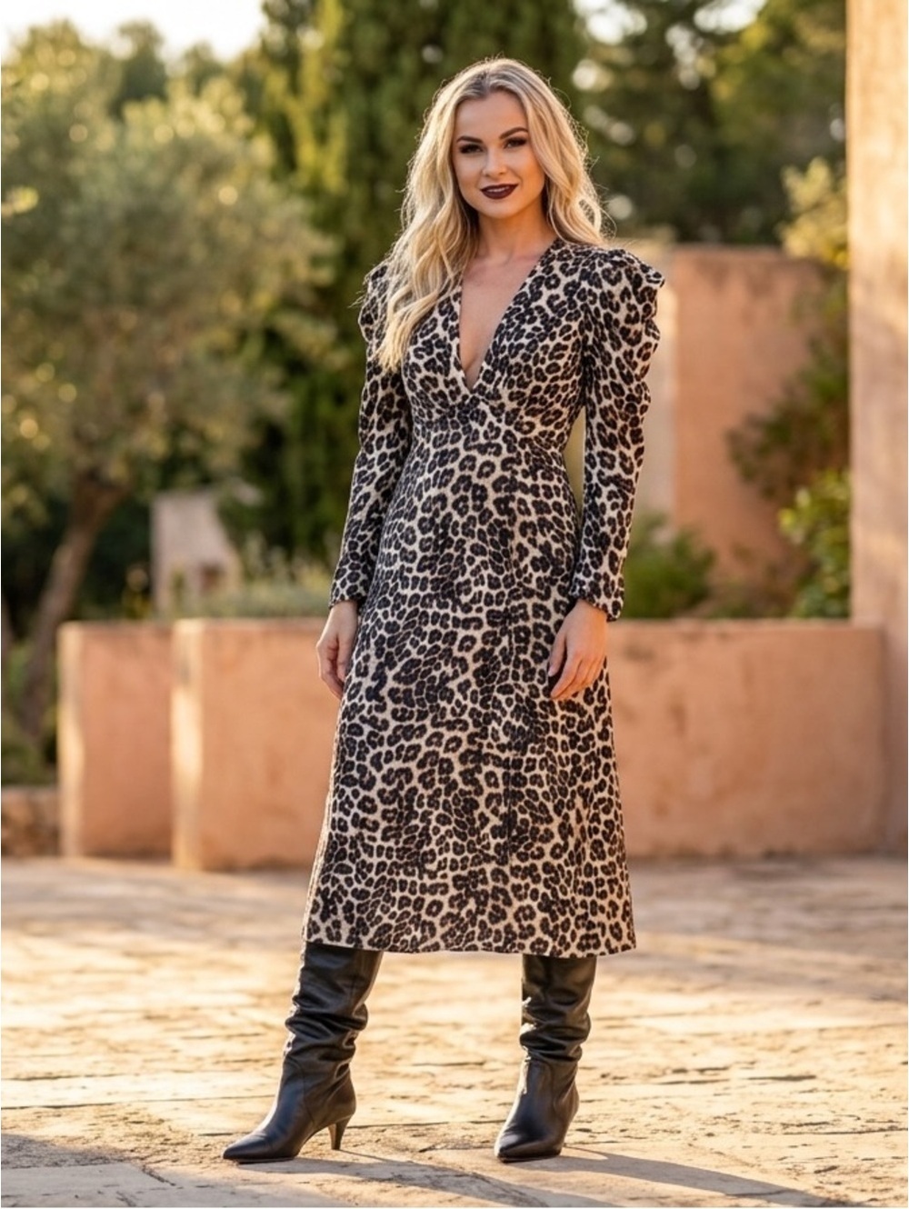 Medium FARM Rio Cream Natural Skin Lenzing Ecovero Viscose Midi Dress